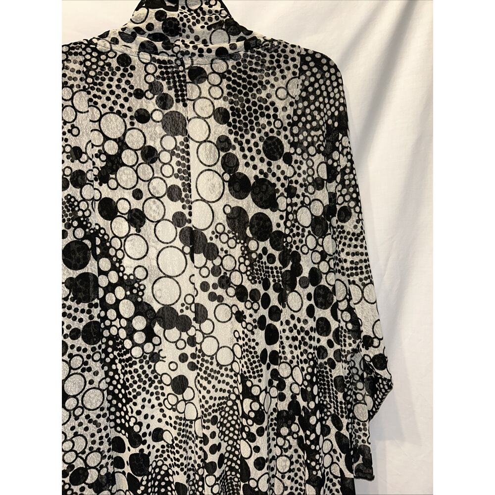 Ali Miles Cardigan Womens Plus 3X Black White Sheer Mesh Sweater Lightweight - Picture 13 of 13